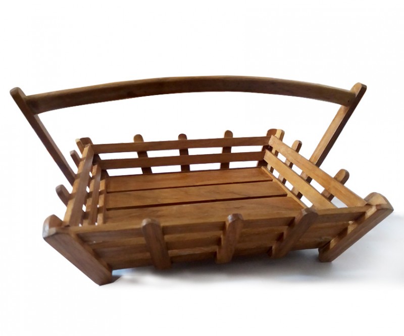 Teak wood crafted Fruit Basket for Kitchen & Dining